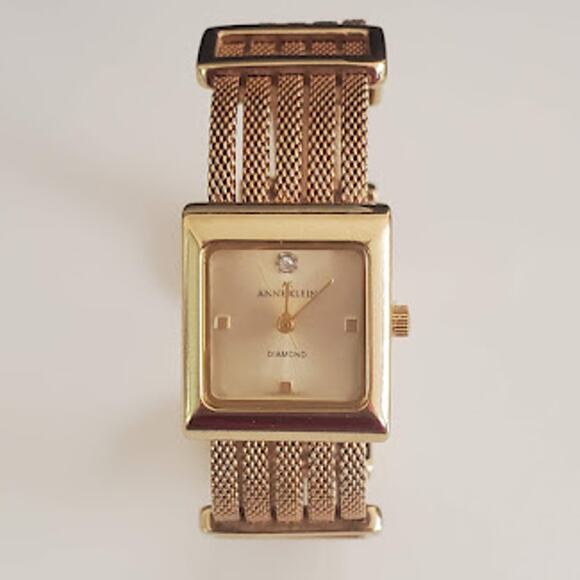 Anne Klein Gold Tone Ladies Watch with Diamond Accent and Mesh Band Running - Picture 9 of 9
